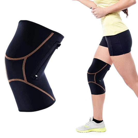 Extreme Fit - Unisex Copper Infused Compression Knee Brace with Zipper - Knee Sleeve