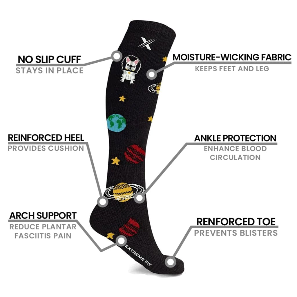 Extreme Fit - Dogs On The Moon Socks (1-Pair) - KNEE-LENGTH