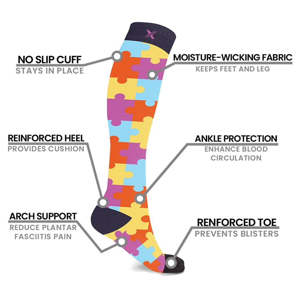 Extreme Fit - CACTUS PUZZLES COMPRESSION SOCKS (3-PAIRS) - KNEE-LENGTH