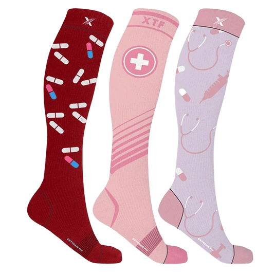 Extreme Fit - LATE SHIFTS NURSES COMPRESSION SOCKS (3-PAIRS) - KNEE-LENGTH