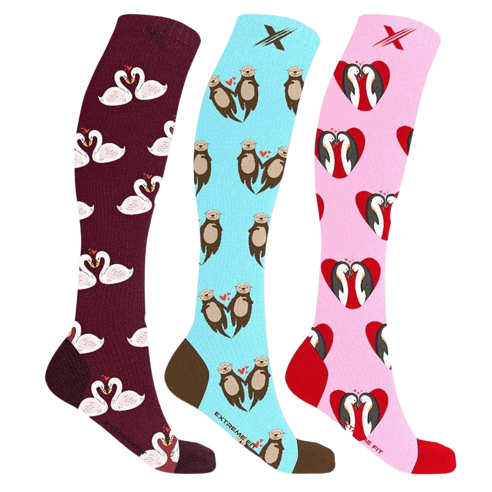 Extreme Fit - LOVEBIRDS COMPRESSION SOCKS (3-PAIRS) - KNEE-LENGTH