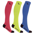 RUN+ RED/NEON/BLUE - ATHELTIC GRADE COMPRESSION SOCKS (3-PAIRS)