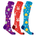 Extreme Fit - BUNNY & CHICKS EASTER COMPRESSION SOCKS (3-PAIRS) - KNEE-LENGTH