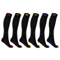 Extreme Fit - COLORED TOES COMPRESSION SOCKS (6-PAIRS) - KNEE-LENGTH