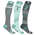 OVARIAN CANCER AWARENESS - NO ONE FIGHTS ALONE COMPRESSION SOCKS (3-PAIRS)