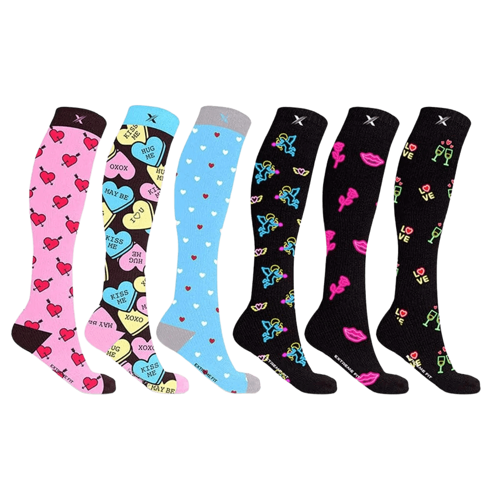 Extreme Fit - NEON COMPRESSION SOCKS (6-PAIRS) - KNEE-LENGTH