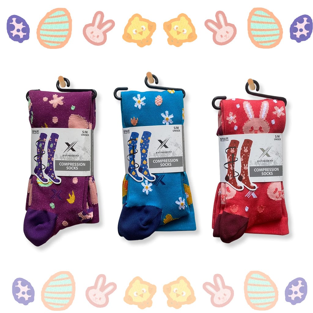 Extreme Fit - BUNNY & CHICKS EASTER COMPRESSION SOCKS (3-PAIRS) - KNEE-LENGTH