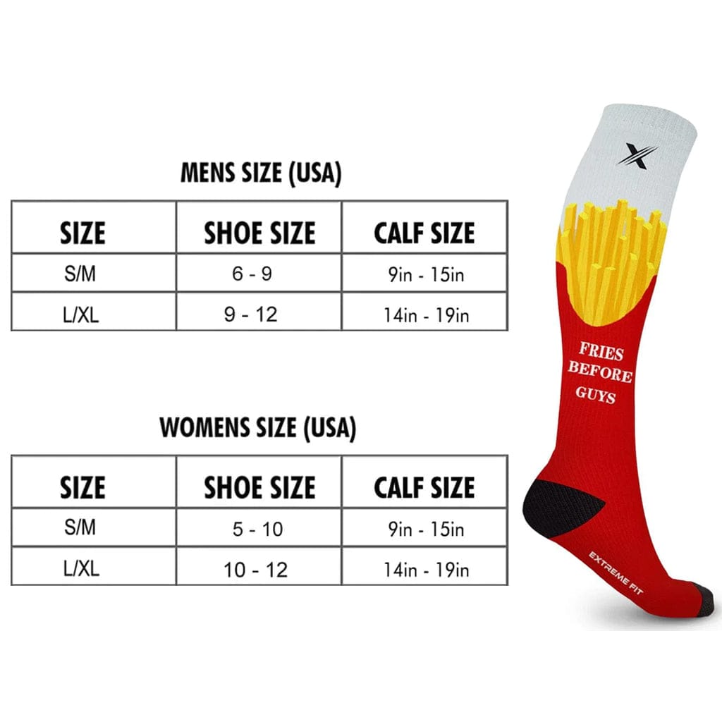 Extreme Fit - Fries Before Guys Compression Socks (1-Pair) - KNEE-LENGTH