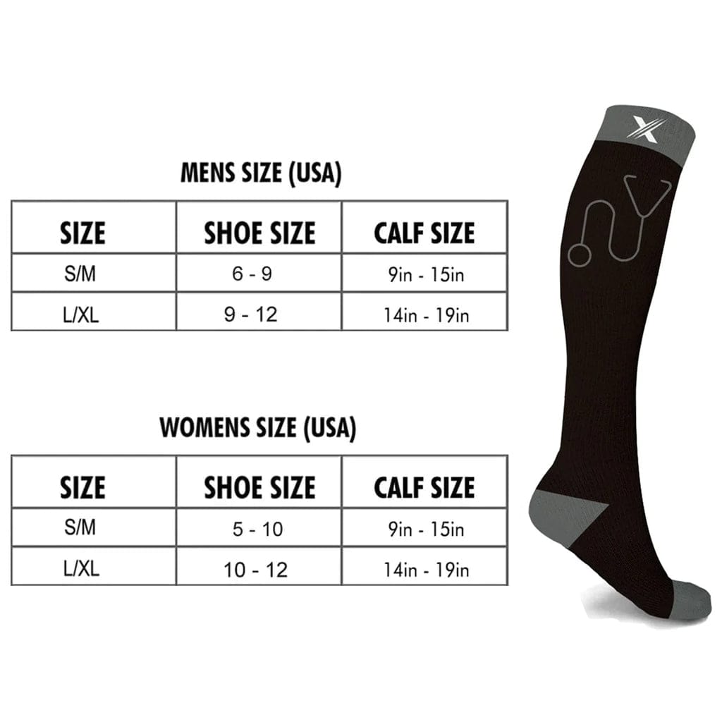 Extreme Fit - MEDICAL PRINTS COMPRESSION SOCKS (6-PAIRS) - KNEE-LENGTH